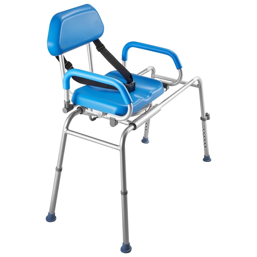 Tub Bench w/ Slide & Swivel: 330lb Alum, 15-Level Height, Lift-Up Arms
