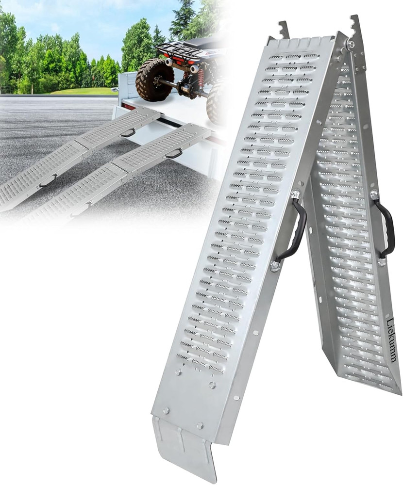 74″ Folding Motorcycle Ramp, 440 Lbs Heavy Duty Loading Ramp for Pickup Trucks,