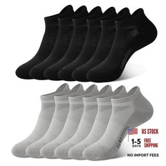 Men’s Ankle Socks Athletic Anti-Odor Cushioned Moisture Large Black*3,grey*3
