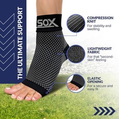 SB SOX Plantar Fasciitis Relief Socks – Night Splint & Foot Medium, Black