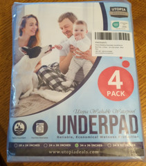 New in Package- Pack of 4- Utopia Bedding Washable Underpads 34″ x 36″