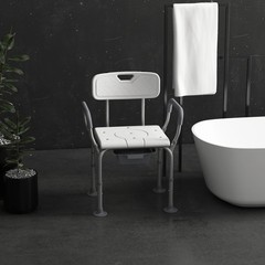 3-in-1 Shower Chair with Handles and Footpads for Elderly, White