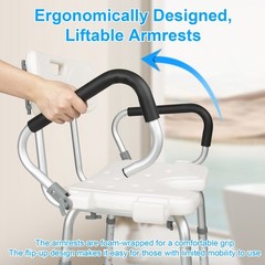 Adjustable Shower Chair with Flip Up Arms Heavy Duty Bath Seat Supports 397 lbs