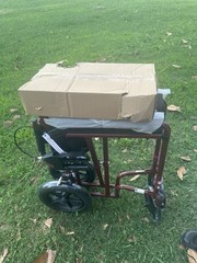Medline Lightweight Foldable Transport Wheelchair +Handbrakes and 12-Inch Wheels