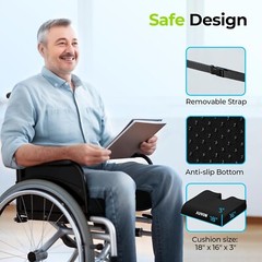 Wheelchair Seat Cushions Memory Foam Pressure Relief Cushion, (18″x16″x3″)