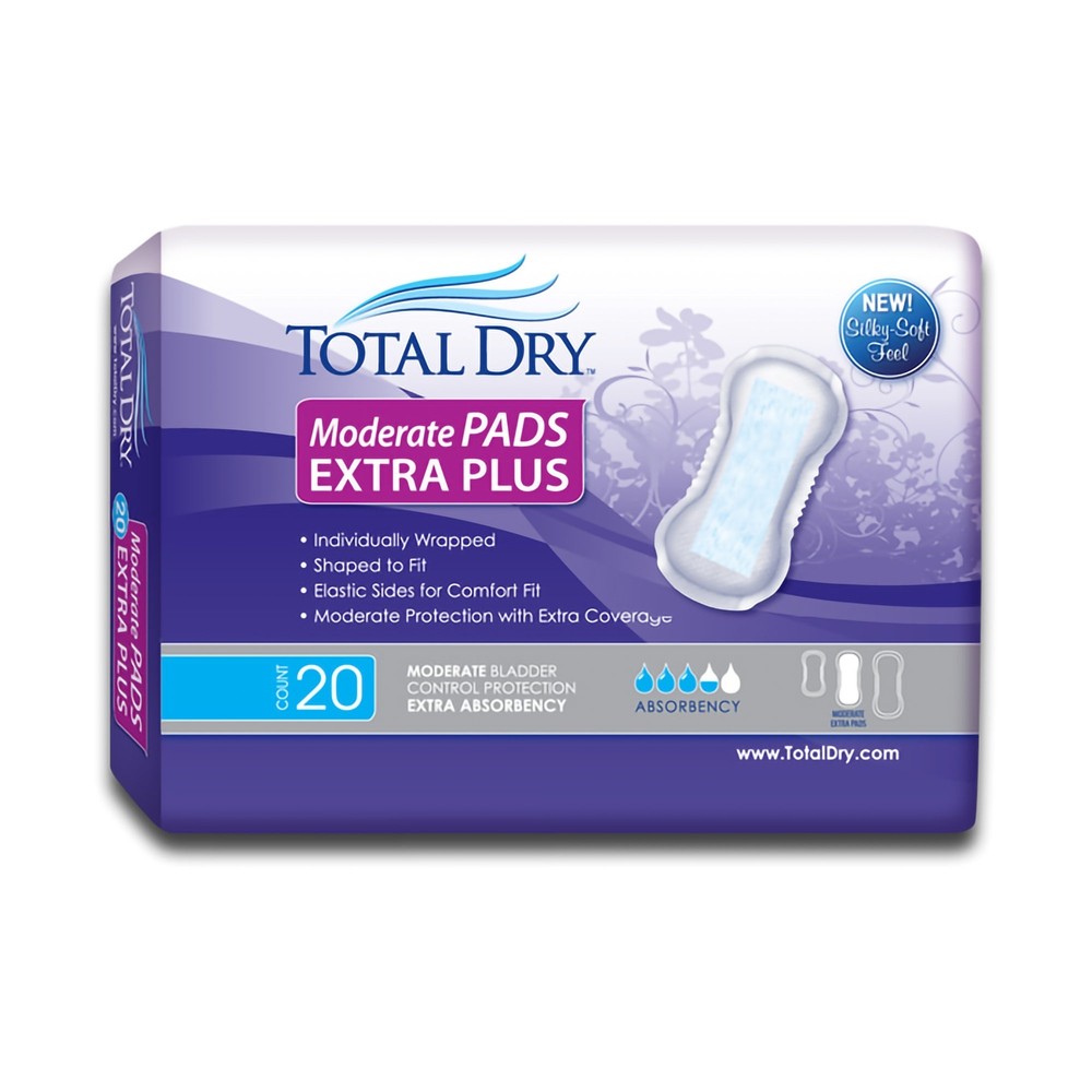 TotalDry Moderate Pads Extra Plus, 13.75″ Long Pack(age) of 20