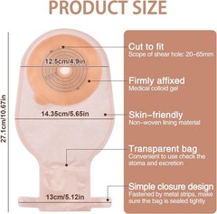 100 Pack Colostomy Bags One Piece 15-65mm Drainable Ostomy Bag Pouch Cut To Fit