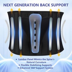 Cerviva Back Brace Support Belt-Lumbar for Large（35.4“-41.3）, Black