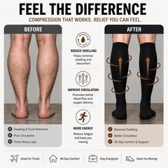 Comfortable Knee-High Copper Compression Socks – 4 Pairs – Travel & Work