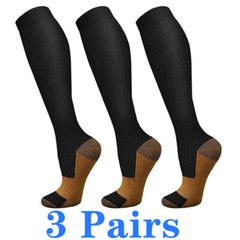 (3-Pairs) No Zipper Closed Toe 20-30 mmHg Zipper Compression Socks (2XL) Beige