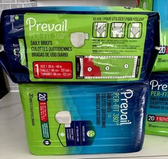 80ct Prevail Per-Fit 360 Daily Briefs Size 1 Max Plus Absorbency 4 pks x 20pcs
