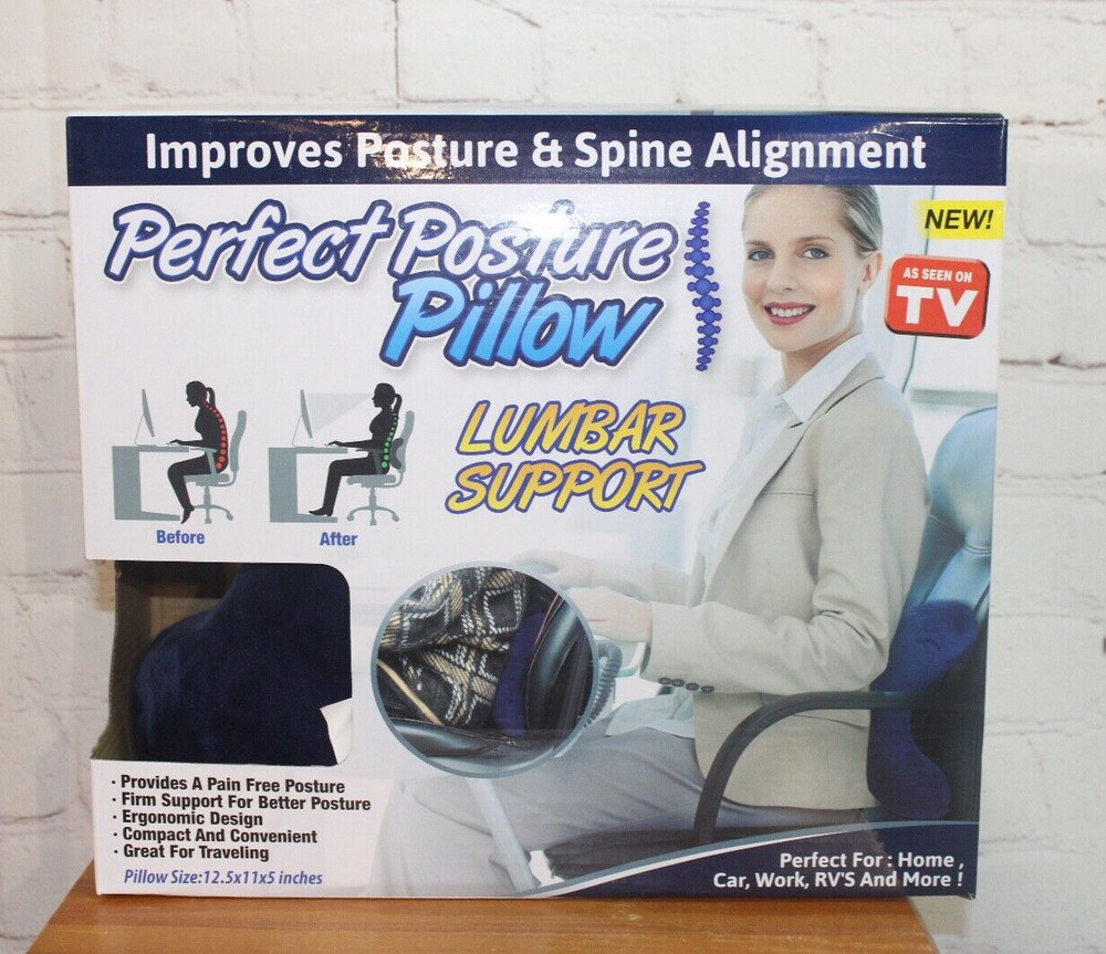 NEW ~ Perfect Posture Pillow Lumbar Support ~ Egonomic ~ Blue