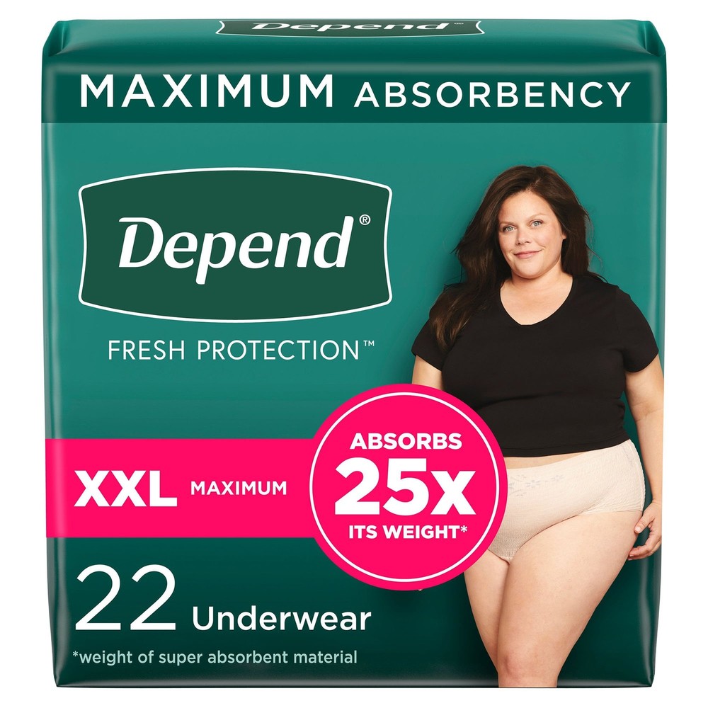 Depend Max Absorbancy Undewear Female Blush 2X-Large 22 ct CA of 44