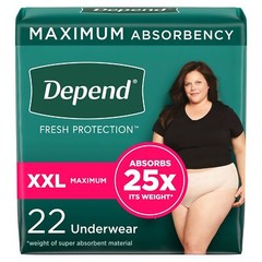 Depend Max Absorbancy Undewear Female Blush 2X-Large 22 ct CA of 44
