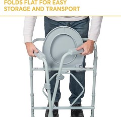 Folding Bed Side Commode Portable Toilet Seat Bucket Container Adult Potty Aid