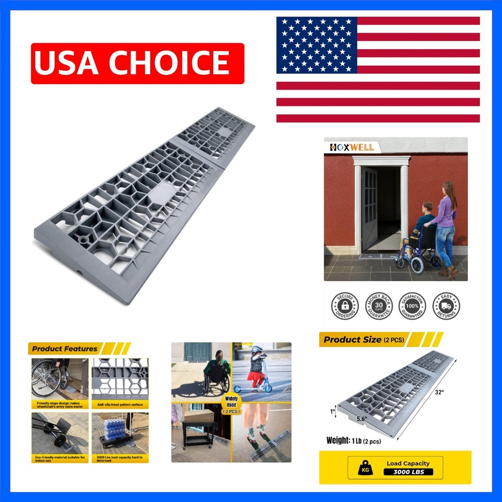 Modular Threshold Ramps for Doorways, 1″ Rise Wheelchairs Ramps for Home Indo…