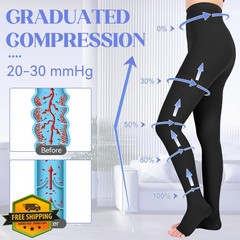 Athbavib Compression Pantyhose Black XX-Large 20-30mmHg