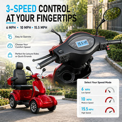 Mobility Scooters for Seniors, 500W Heavy Duty 4 Wheel Mobility Scooters