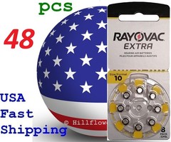 48 X A10 10 Size 10 PR70 Rayovac Extra Card 1.5V Zinc Air Hearing Aid Battery