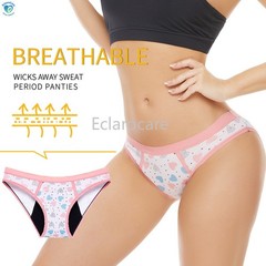 Girls‘ Low-Rise Sanitary Underwear Print 4Layer Leak-Proof Protection Absorbency