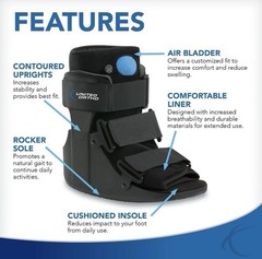 United Ortho Short Air Cam Walker Fracture Boot, Small, S, Black