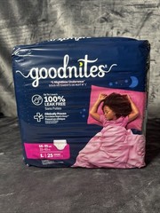 Goodnites Nighttime Bedwetting Underwear, Size Large 75 COUNT Girls Weight 68-95
