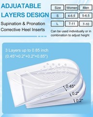 PGRODE 2 Pairs Foot Supination Correction L: Women 7-11, Men 7-10, Clear