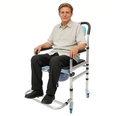 Elderly Shower Chair With Wheels Foldable Commode Chair Toilet Chair 330.69lbs