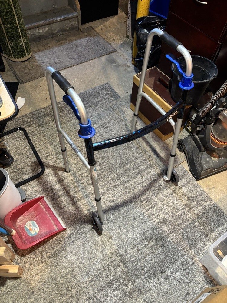 Drive Foldable Adjustable Walker 2 Wheels Silver Black Blue Lightweight