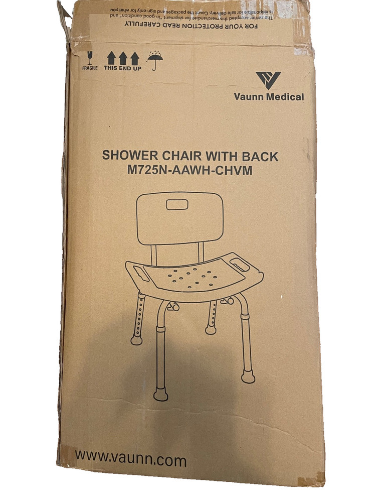 VAUNN MEDICAL SHOWER CHAIR WITH BACK – New in Box!