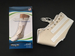 New Sport Aid Canvas Adjustable Ankle Support with laces/ spiral stays Sz L