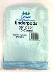 10 CT SECURE Personal Care Products SP113010 DISPOSABLE UNDERPADS 30″ X 30″