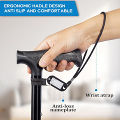 Folding Quad Cane Lightweight Height Adjustable Non-Slip Free Standing
