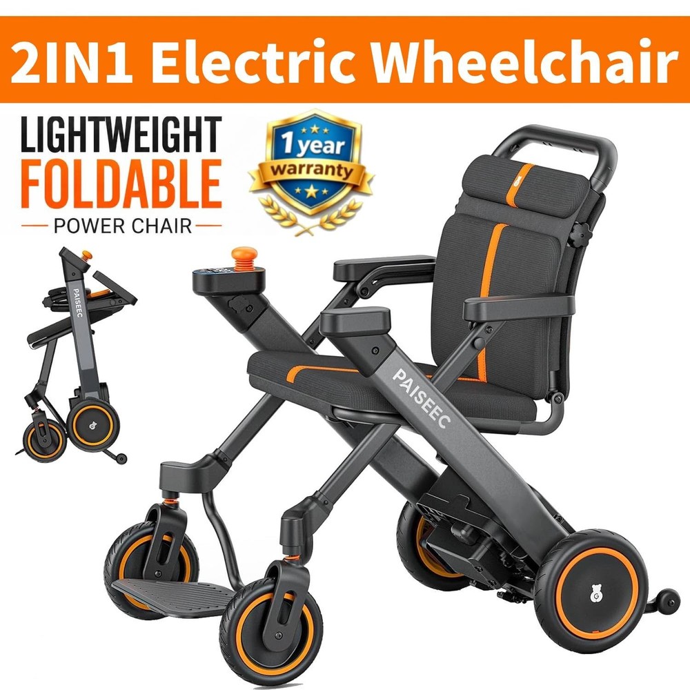 2IN1 All Terrain Electric Wheelchair Foldable with 20 in Seat, 400W Power Motor