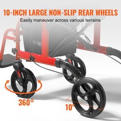 VEVOR 2 in 1 Rollator Walker & Transport Chair Folding Walker Wheelchair Combo