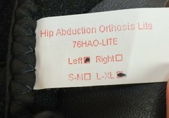 RCAI X-Large Left Adult Hip Abduction Orthosis Lite (76HAO-Lite) Black Brace