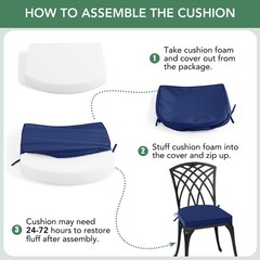 Summsun Outdoor Chair Cushions Set of 4: Waterproof 17x16x2 Inch-4p, Navy