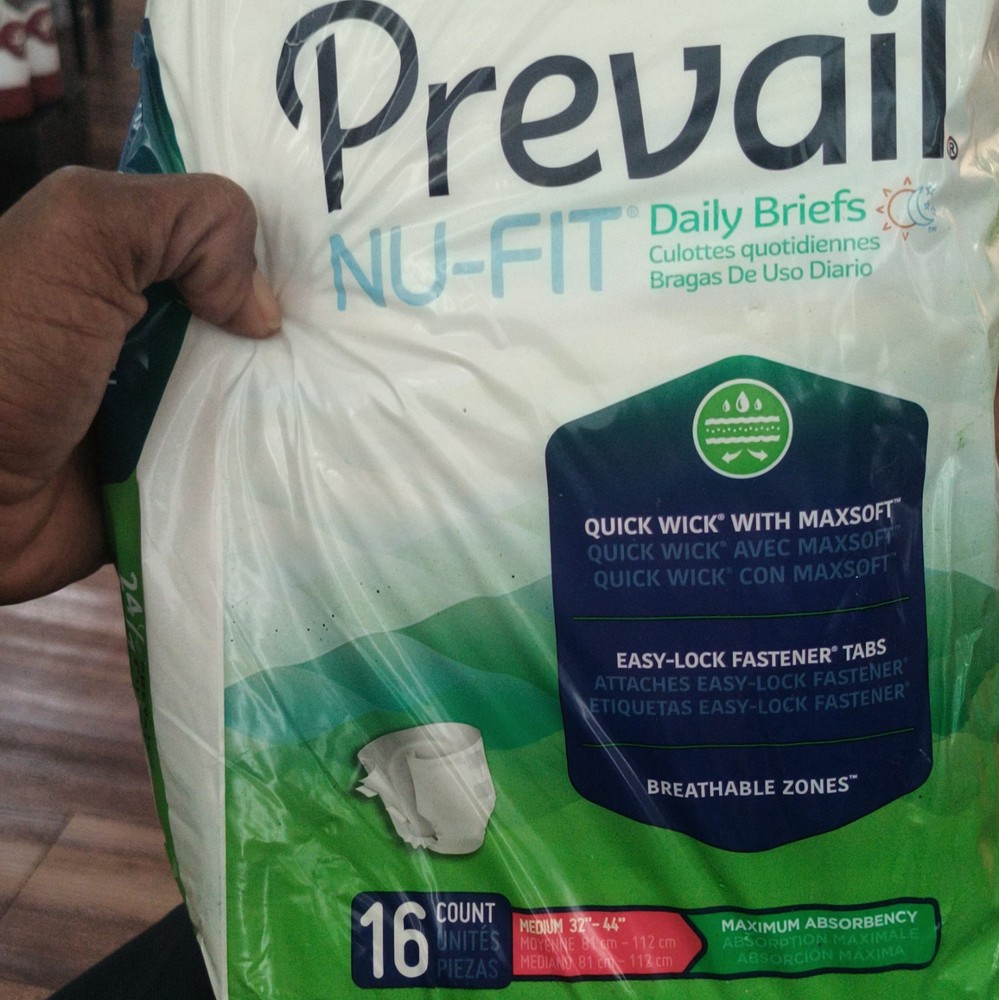 Prevail Nu-Fit Adult Briefs Maximum Absorbency Size M White 16 Count