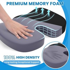 Ergonomic Memory Foam Seat Cushion for Ultimate Pain Relief – Large & Portable