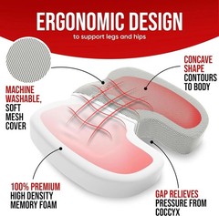 Ergonomic Memory Foam Office Cushion Hemorrhoid & Tailbone Support Seat Black