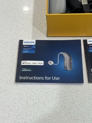 PHILIPS HEARLINK Hearing aid ‘Gray & Yellow’ OEM CASE + Charger And BOX ONLY