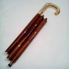 Brass Antique Designer Golden Head Handle Wood Vintage Walking Cane Style Stick