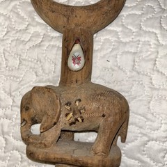 Cane Walking Stick carved Elephant wooden handmade 36”