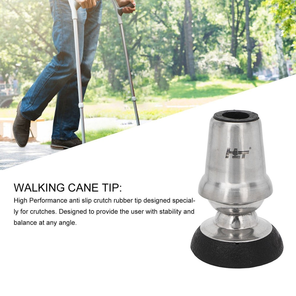 Walking Cane Stick Tips Universal Swivel Rubber Stainless Steel 19mm Inner