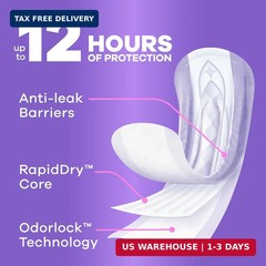 Always Discreet Adult Incontinence Pads for Women, Drier, 4 Drop Long Length, Mo
