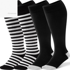 [2 Pairs] Plus Size Compression Socks Wide Calf Bamboo 15-20 mmHg Knee High
