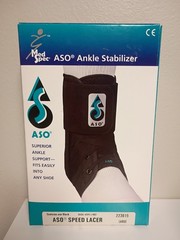 ASO Ankle Support Hook and Loop Strap Closure / Lace-Up for the Foot Black LARGE