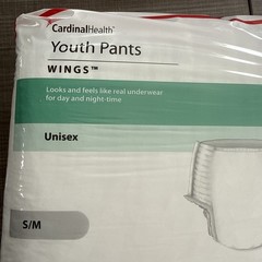 Cardinal Health Youth Pants Pull Up Diaper for Kids size S/M (38-65 lbs) 17 ct
