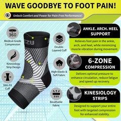 Compression Socks for Plantar Fasciitis, Large/X-Large (1 Pair), Black