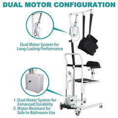 Irtme Electric Patient Lift Transfer Chair with Sling, Home Care Mobility Aid